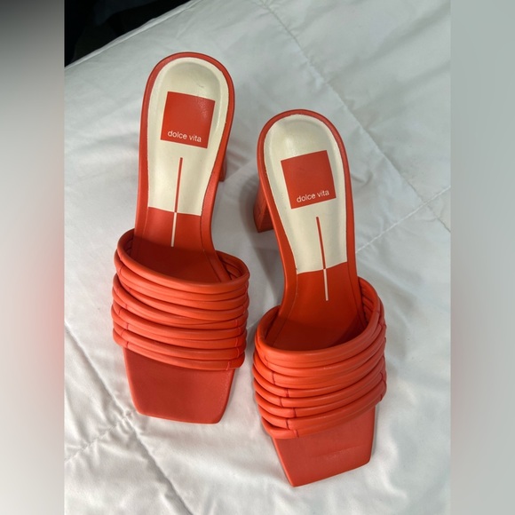 Dolce Vita priana Orange Heeled Mules sandals size 7.5 - Picture 12 of 13